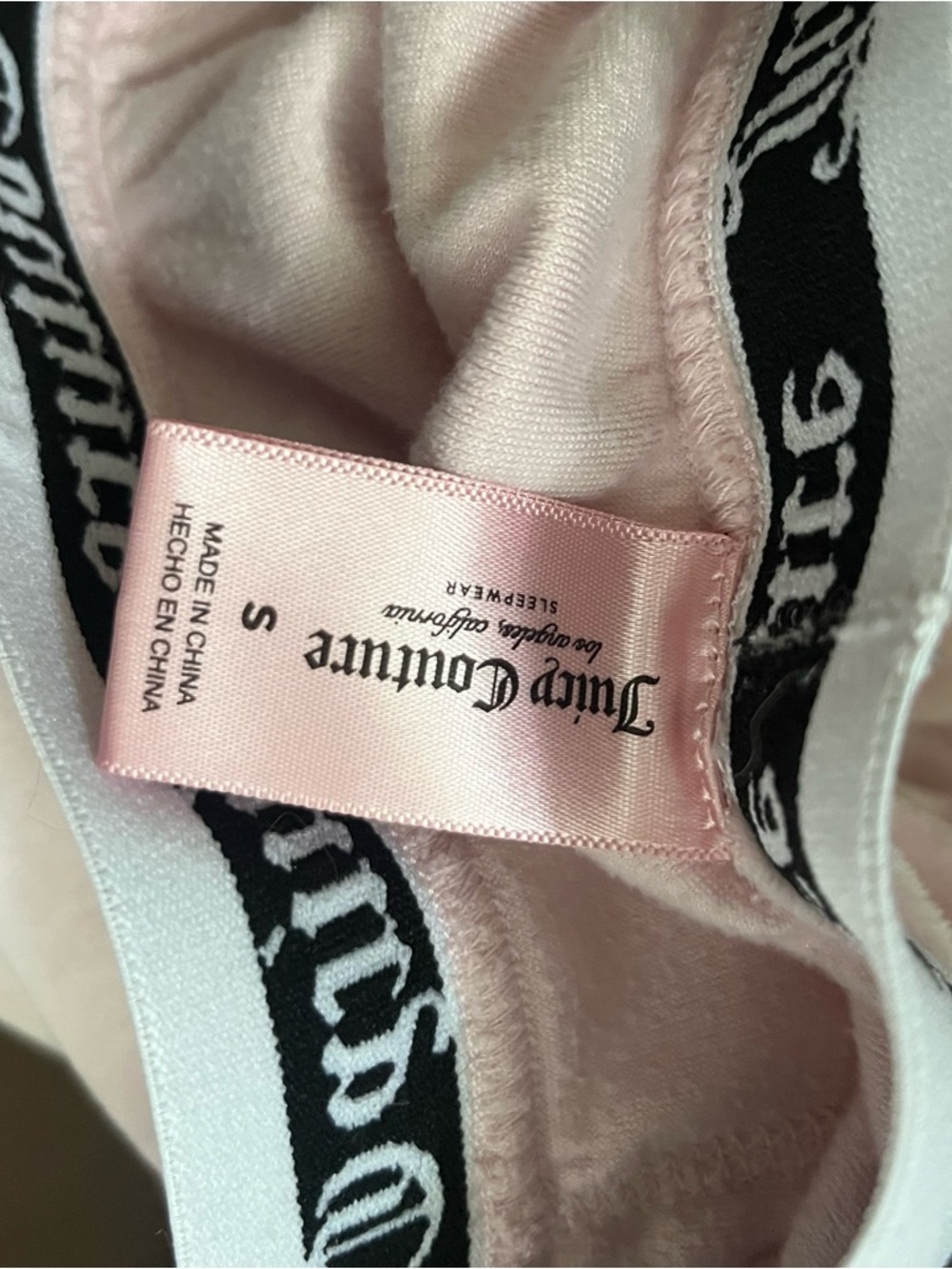 Juicy Couture Velour Pants Small Baby Pink Soft Logo Waistband Rhinestones - Picture 5 of 6